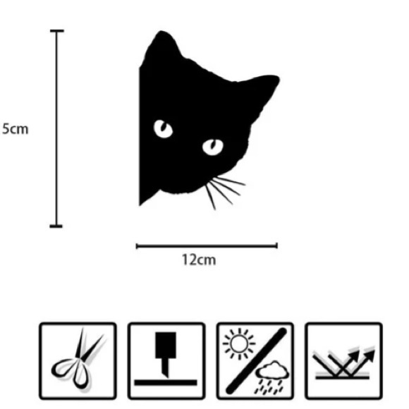 Peeking Cat Head Car Decal Accessory - Picture 3 of 5